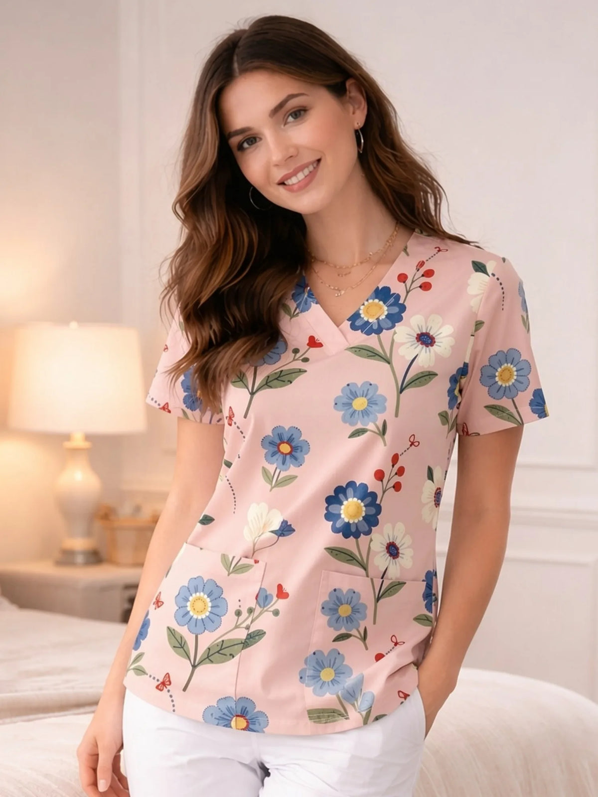 FLORAL V-NECK