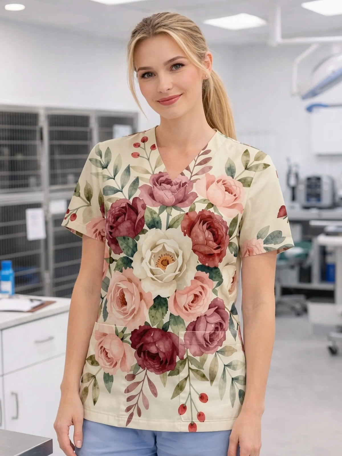 V NECK SCRUB TOP
