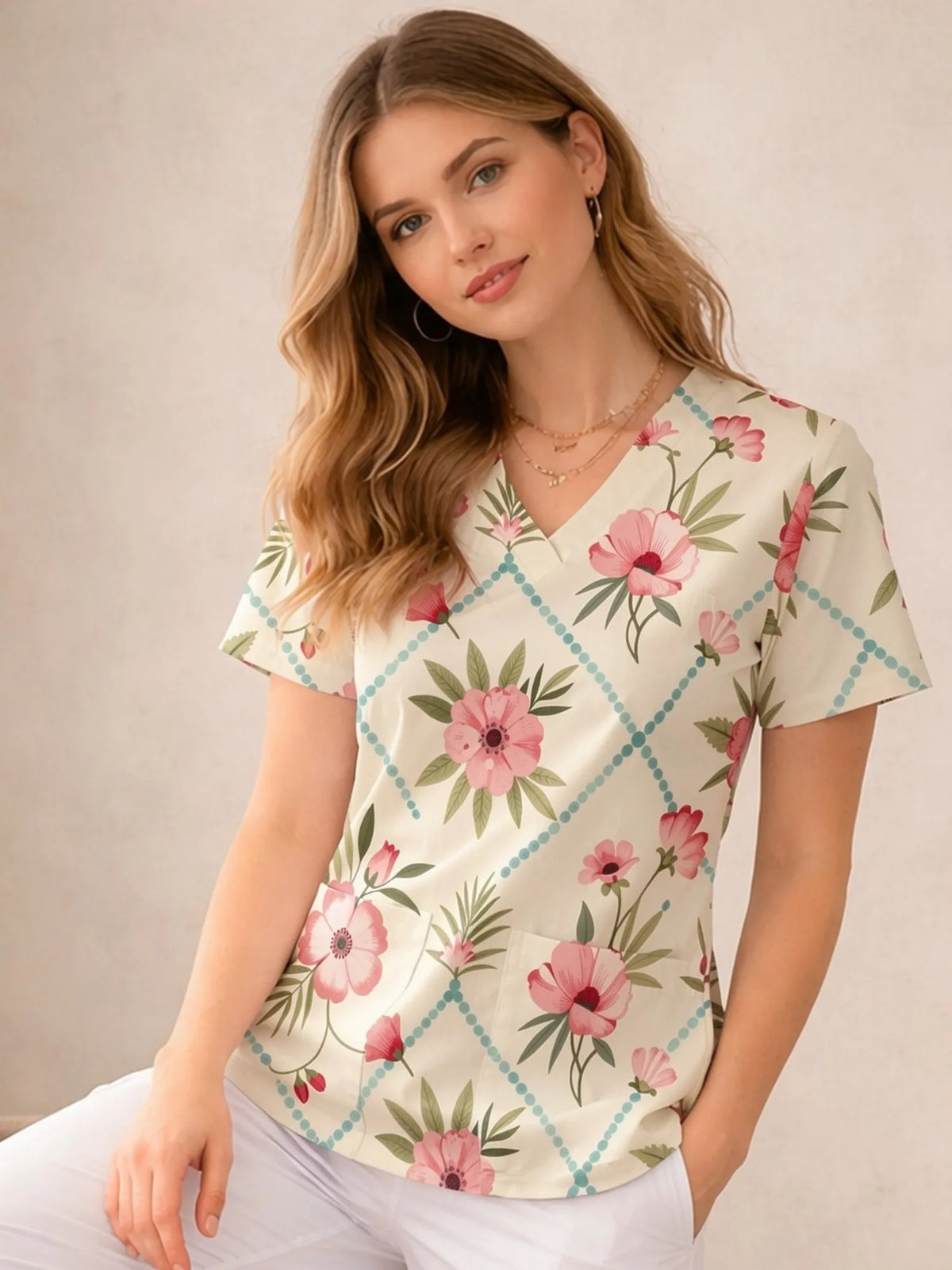 FLORAL V-NECK
