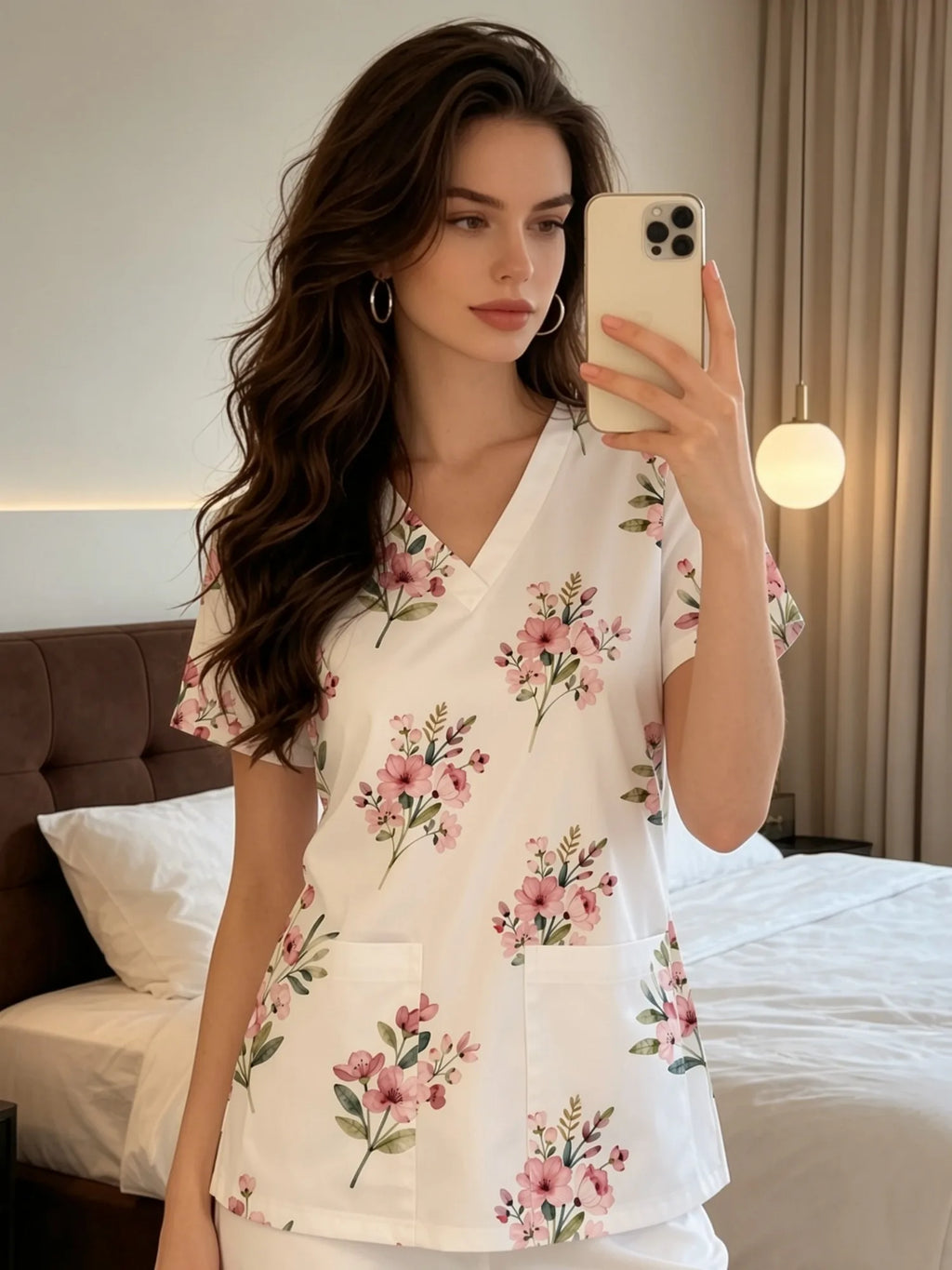 CLASSIC PRINTED V NECK TOP