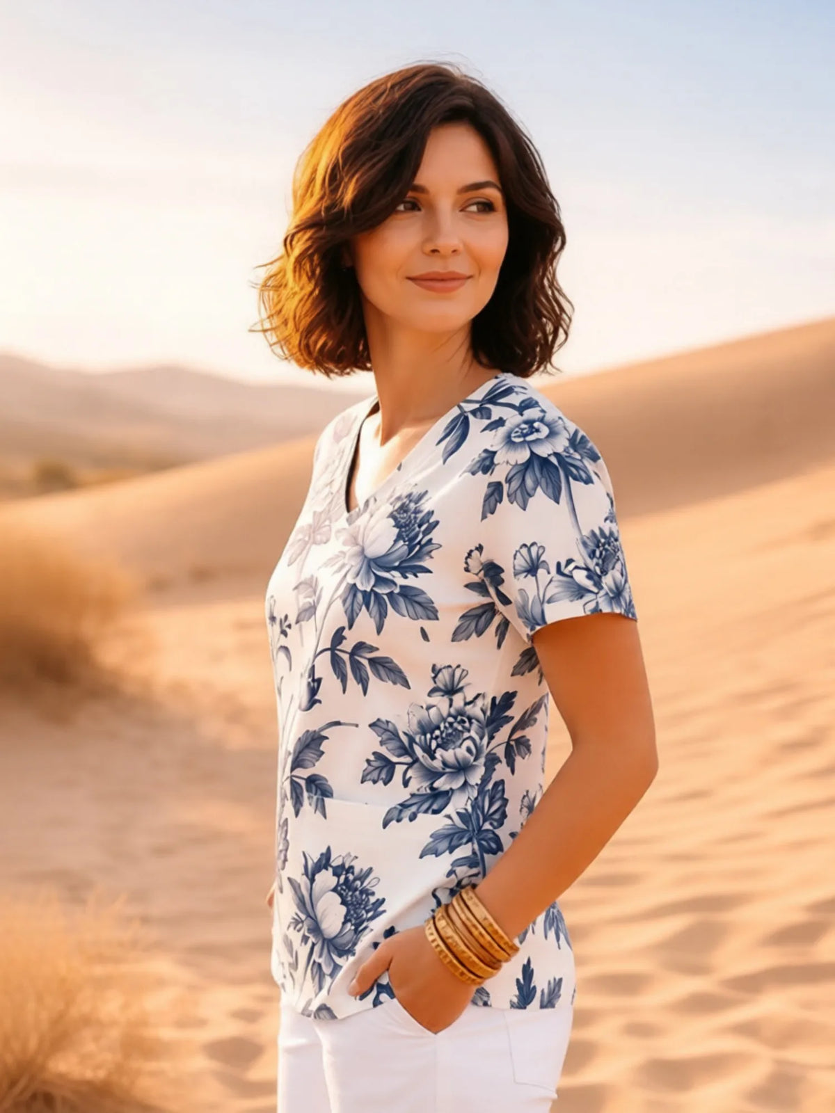 V-NECK PRINTS TOP