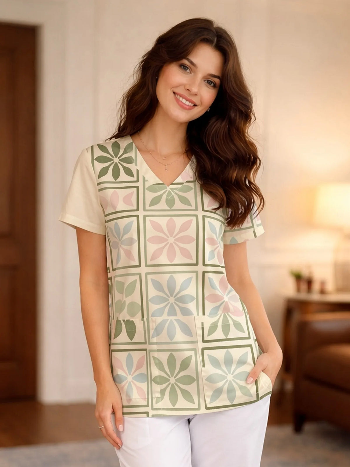 FLORAL V-NECK