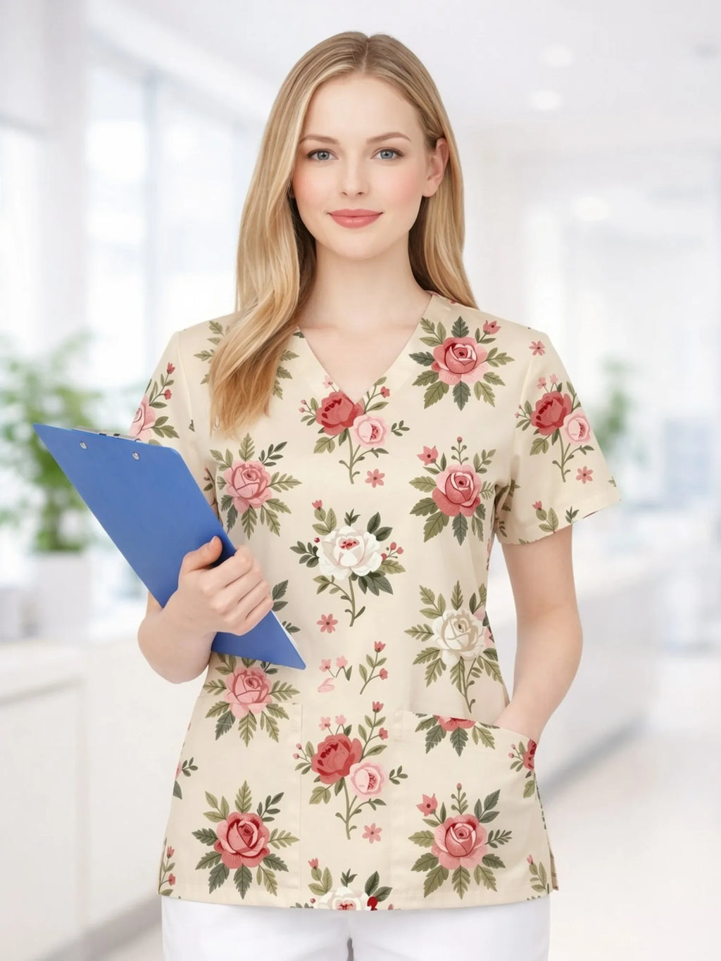 V NECK SCRUB TOP