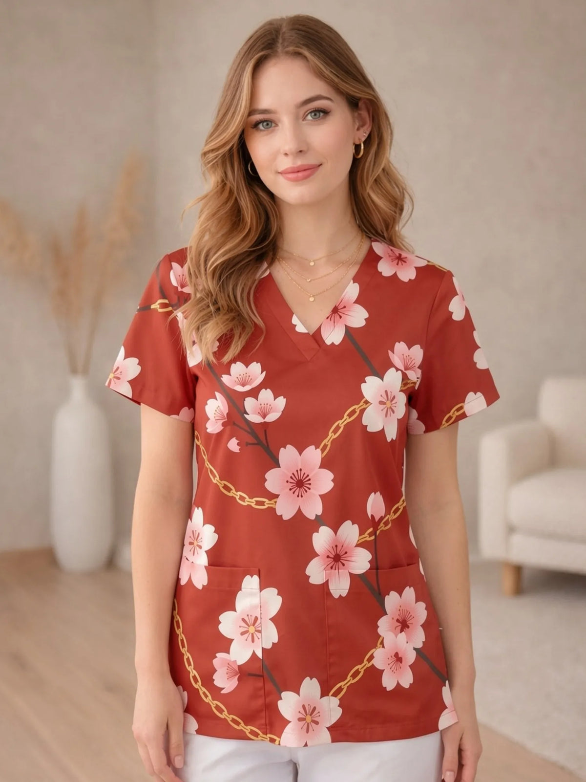 FLORAL V-NECK