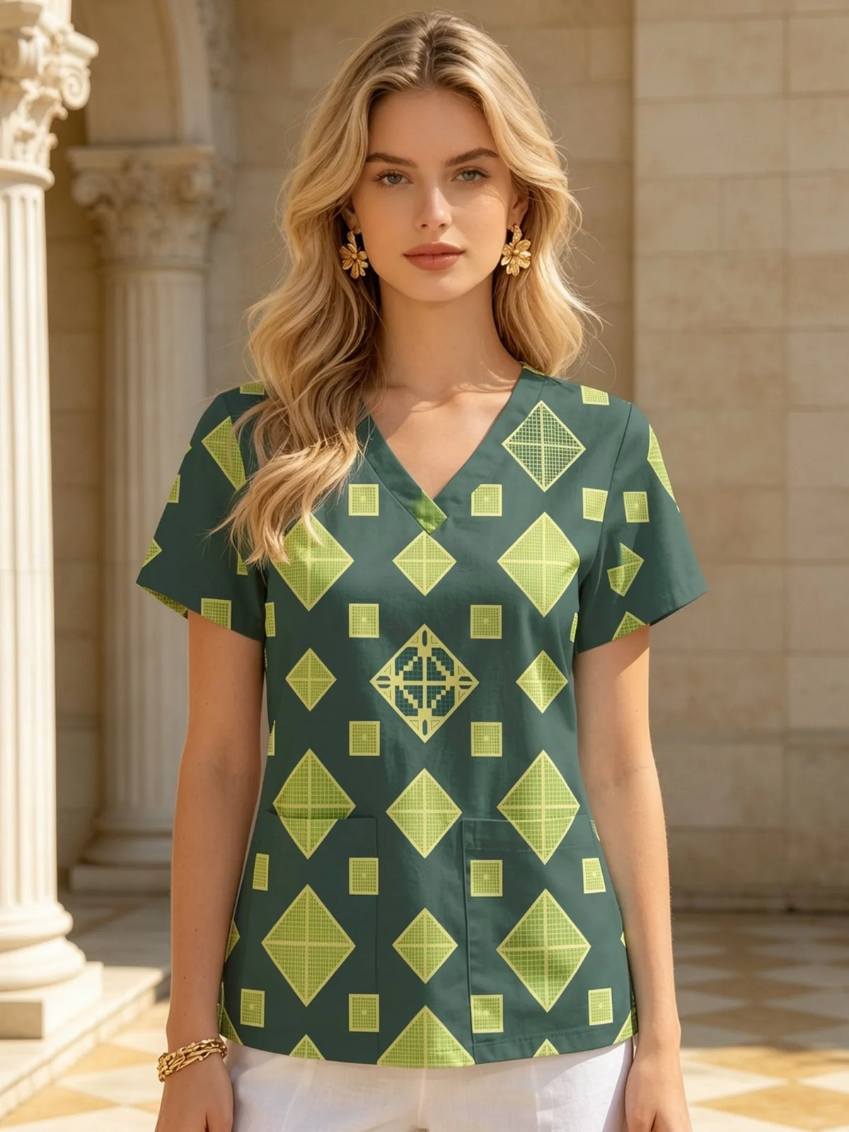 V-NECK PRINTS TOP