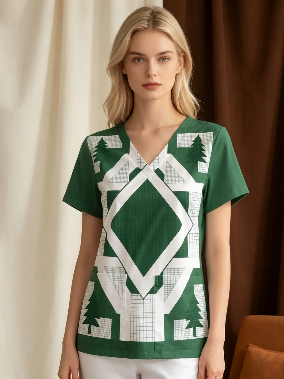 V-NECK PRINTS TOP