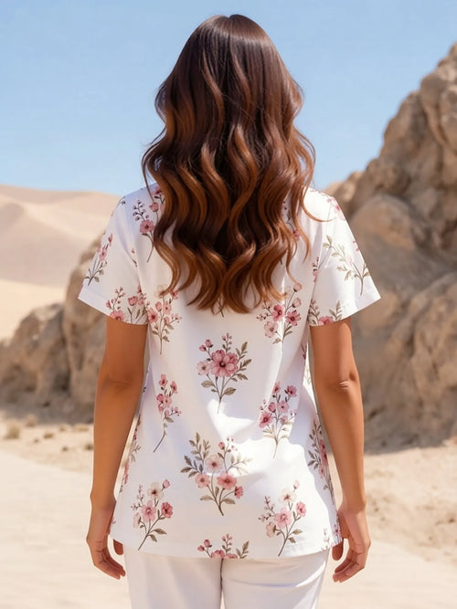 CLASSIC PRINTED V NECK TOP