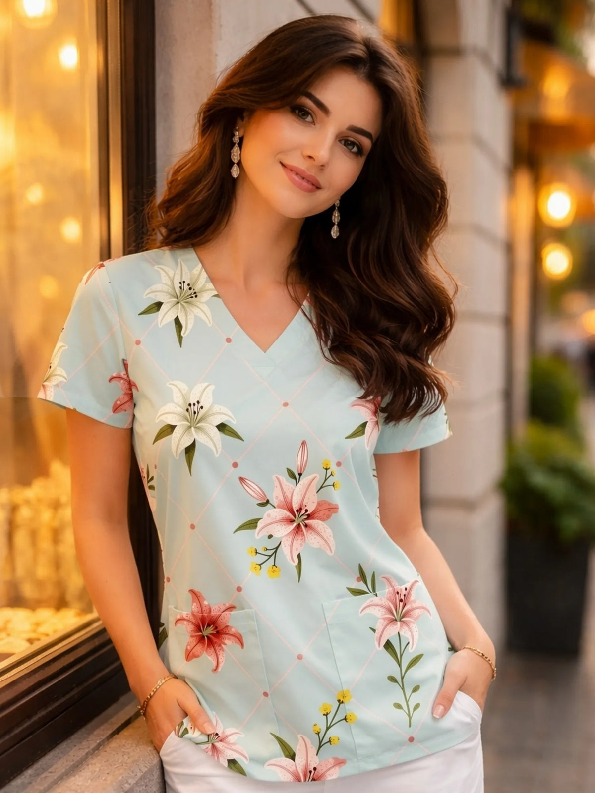 FLORAL V-NECK