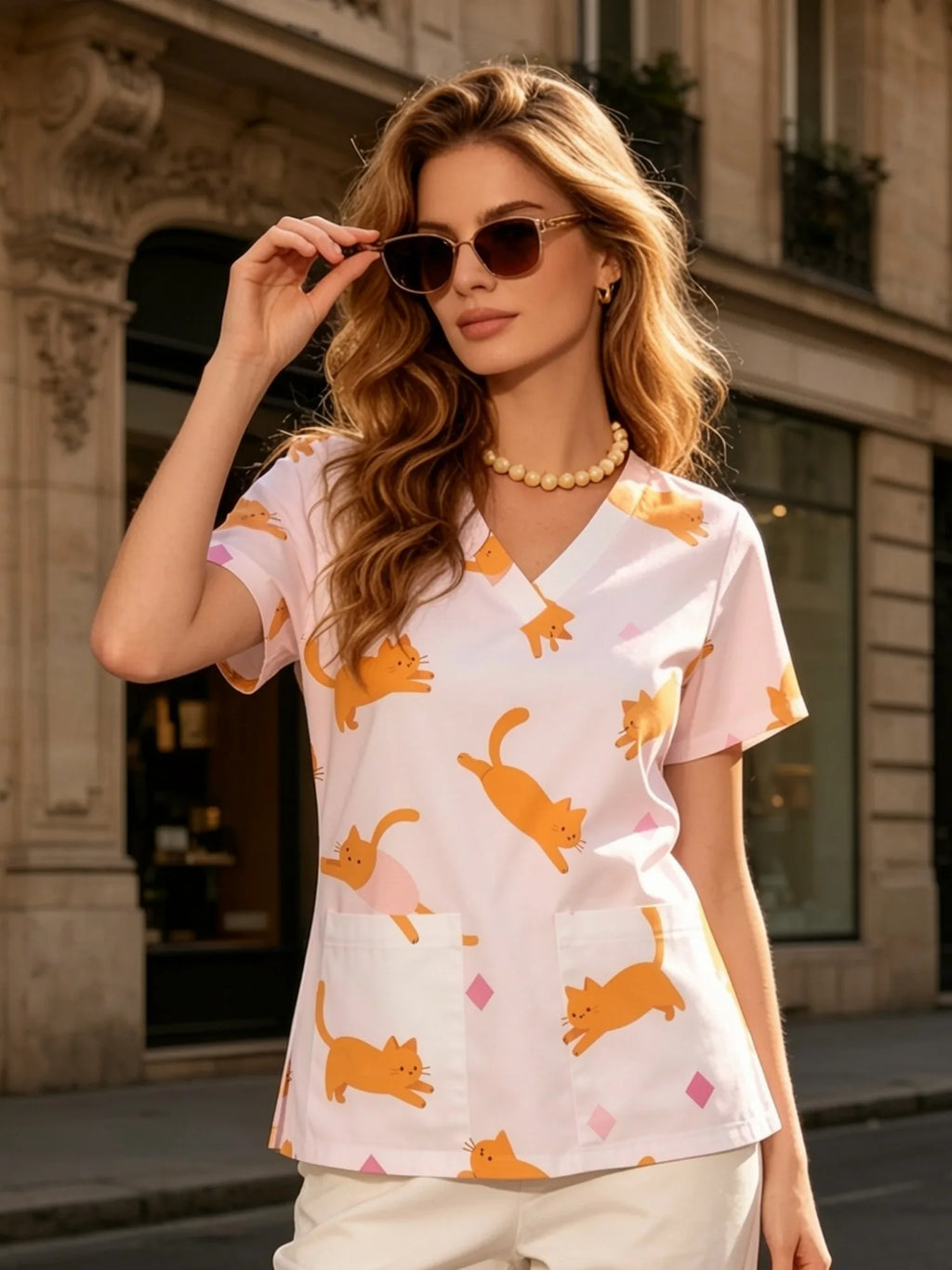 V-NECK PRINTS TOP
